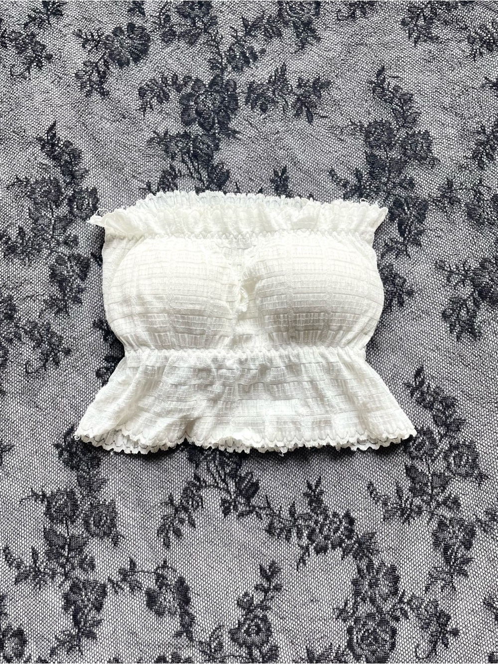 White Strapless Padded Peplum Tube Top